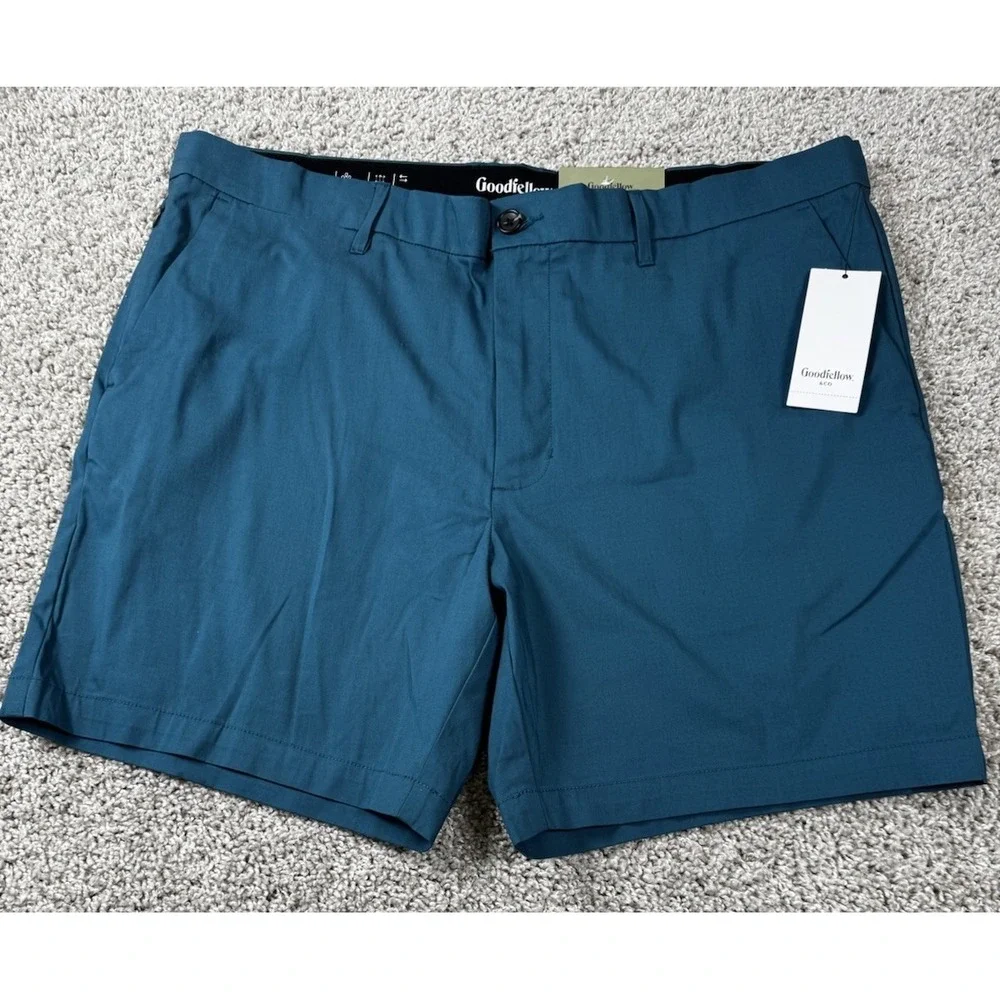NEW Goodfellow Tech Shorts Moisture Wicking Quick Dry Blue Mens 40 Inseam 7